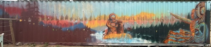 Completed Friends Club shipping-container mural